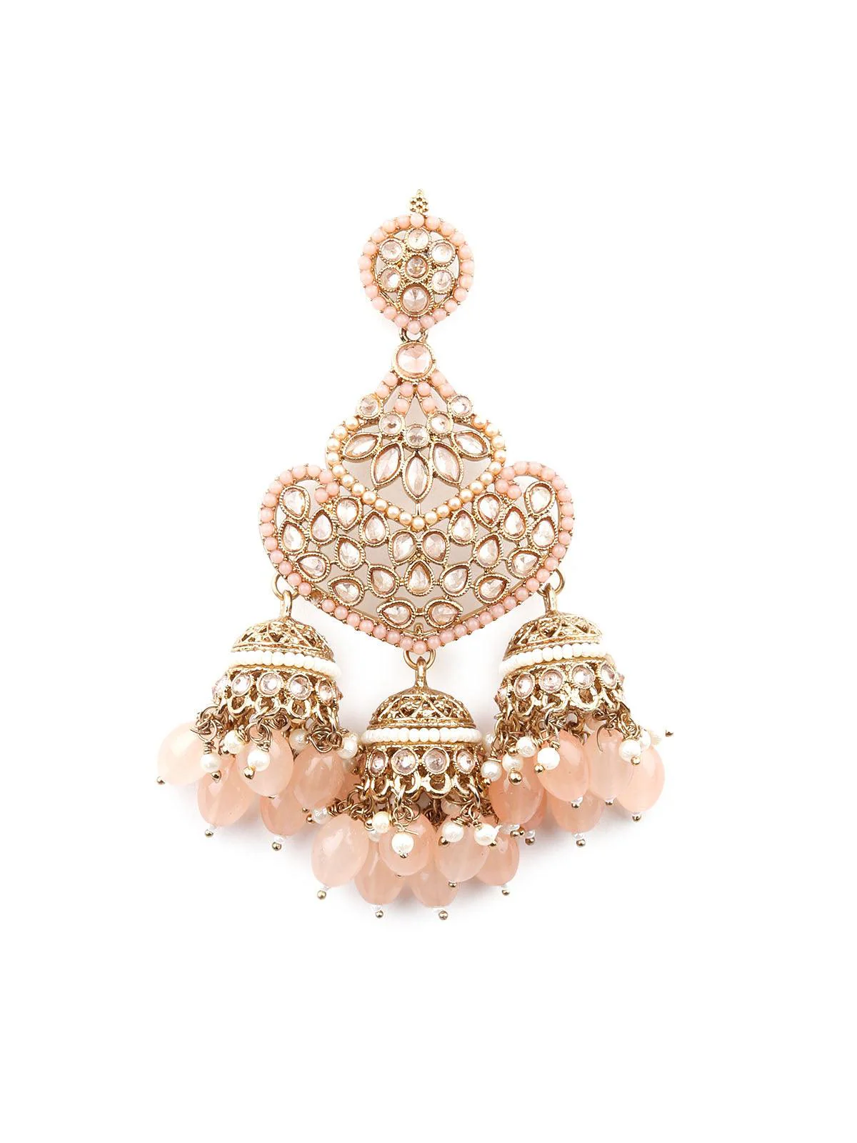 Odette Peach Beautiful Chandelier Earrings For Women - Image 4