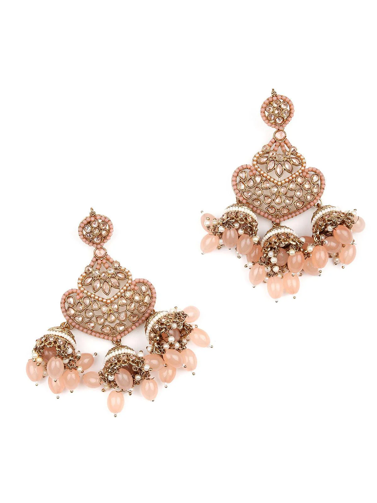 Odette Peach Beautiful Chandelier Earrings For Women - Image 5