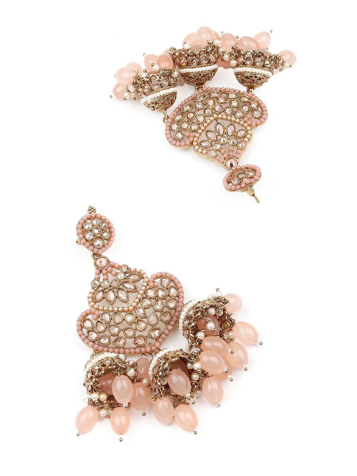 Odette Peach Beautiful Chandelier Earrings For Women - Image 6