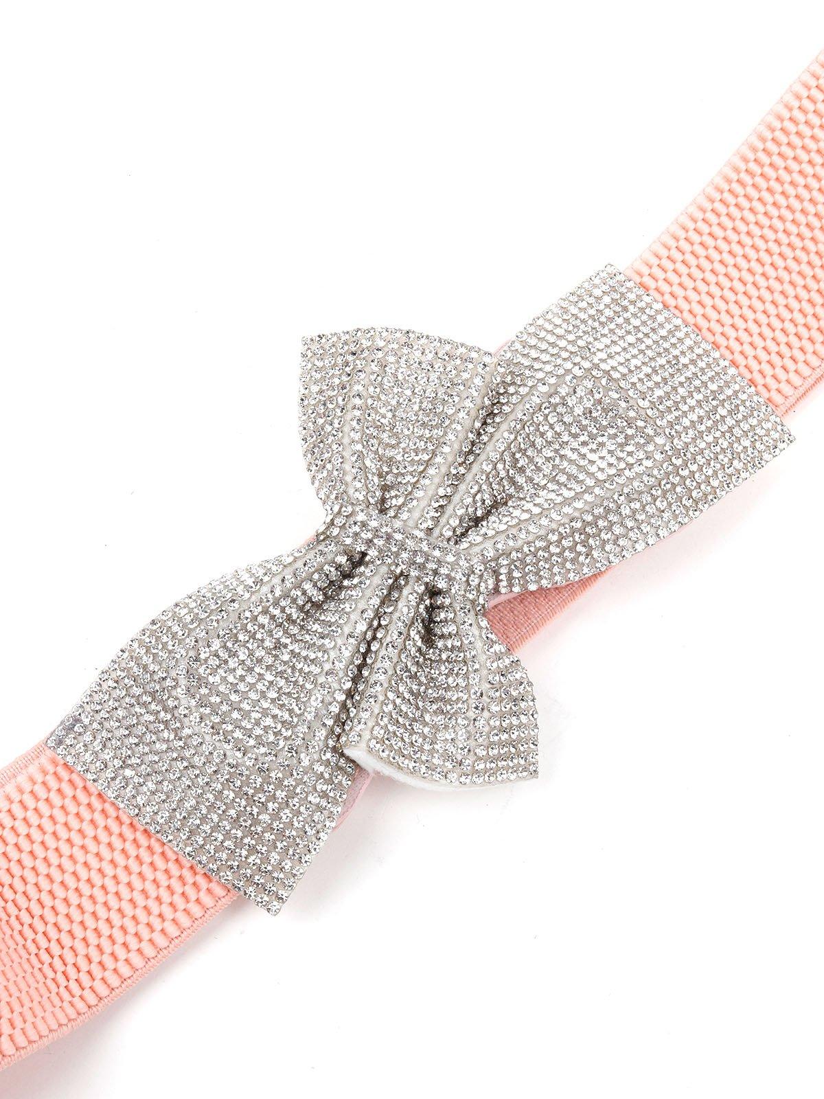 Odette Women Peach Belt With Silver Stone Bow - Image 6