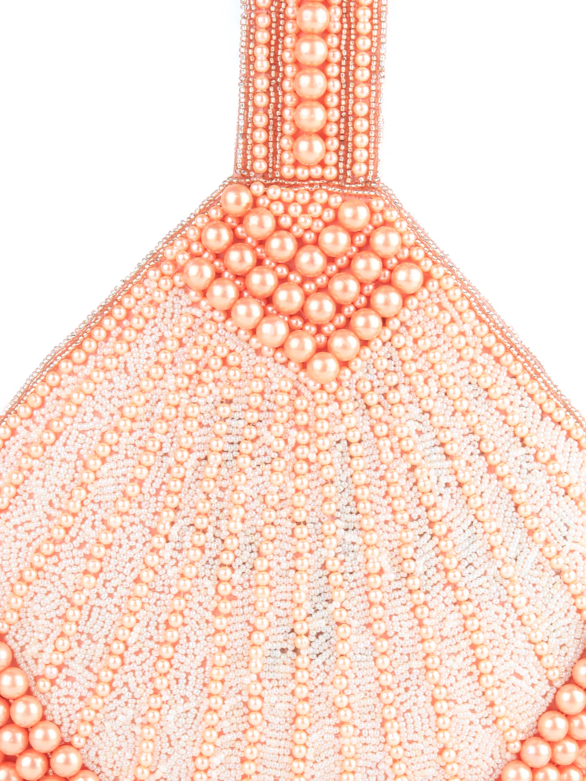 Odette Women Peach Fan Shaped Pearl Bag - Image 6