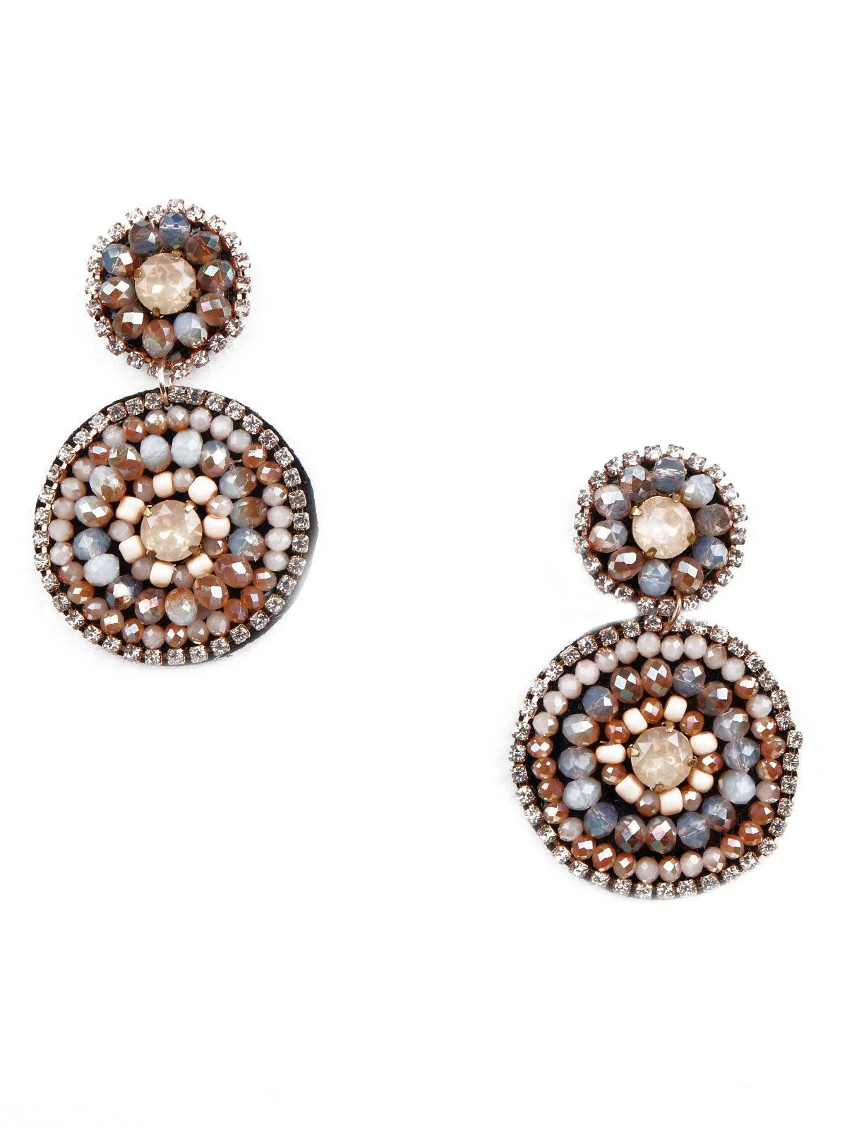 Odette Women Peach Faux Beaded Rounded Statement Earrings - Image 3