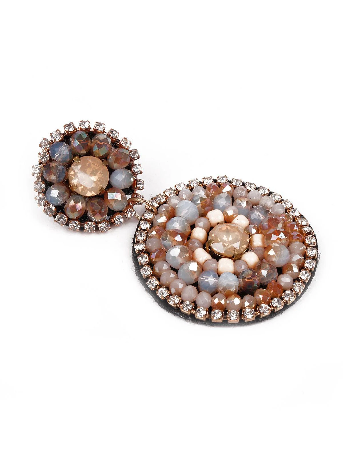Odette Women Peach Faux Beaded Rounded Statement Earrings - Image 5