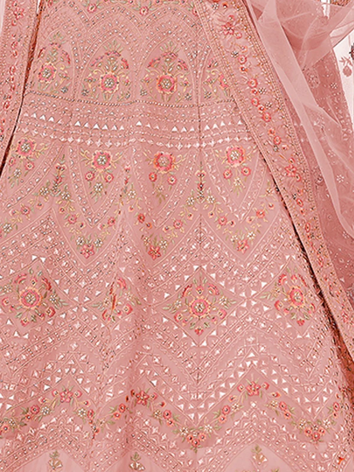 Odette Women Pink Embroidered Organza Semi Stitched Lehenga With Unstitched Blouse - Image 3