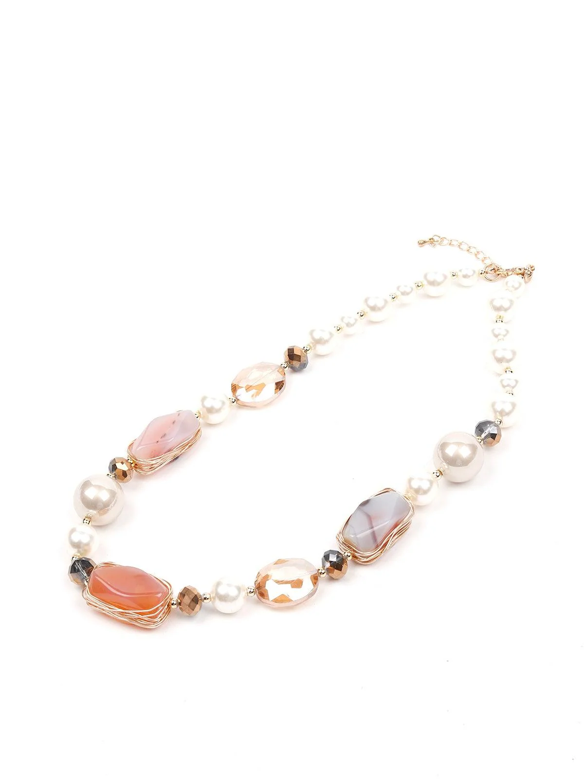 Odette Women Peach Metal Necklace - Image 4