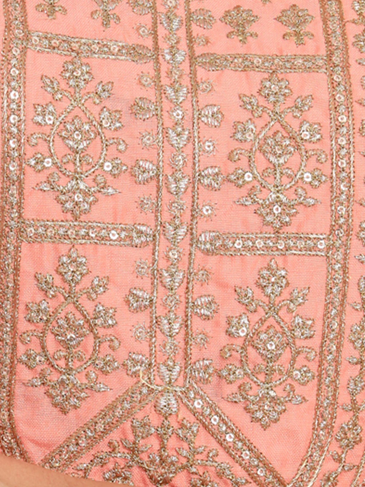 Odette Women Peach Cotton Blend Embroidered Stitched Kurta Set - Image 6