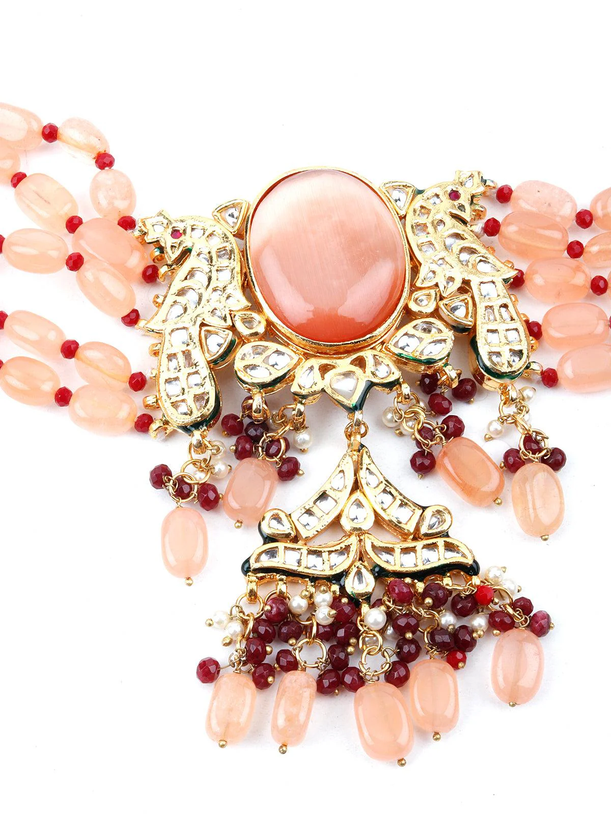 Odette Women Peach Mani Cultured Choker Set - Image 4