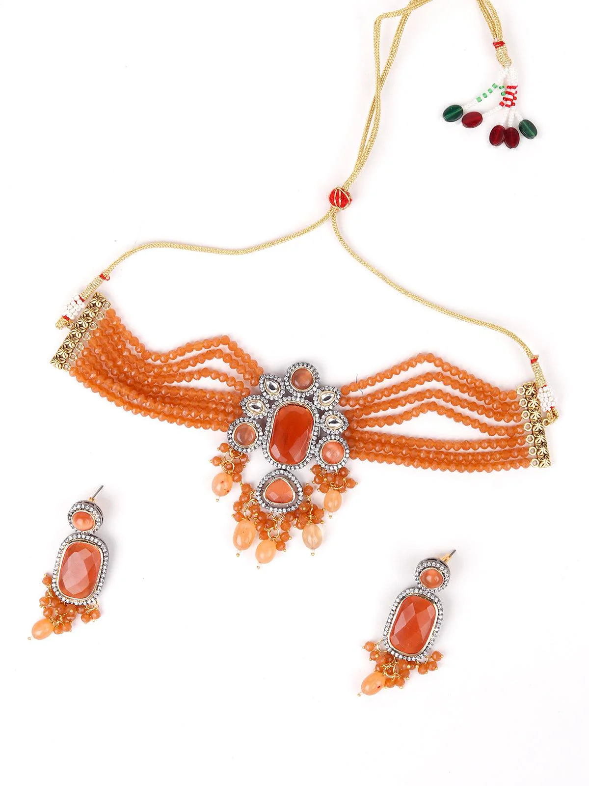 Odette Women Peach Metal Choker Necklace - Image 3