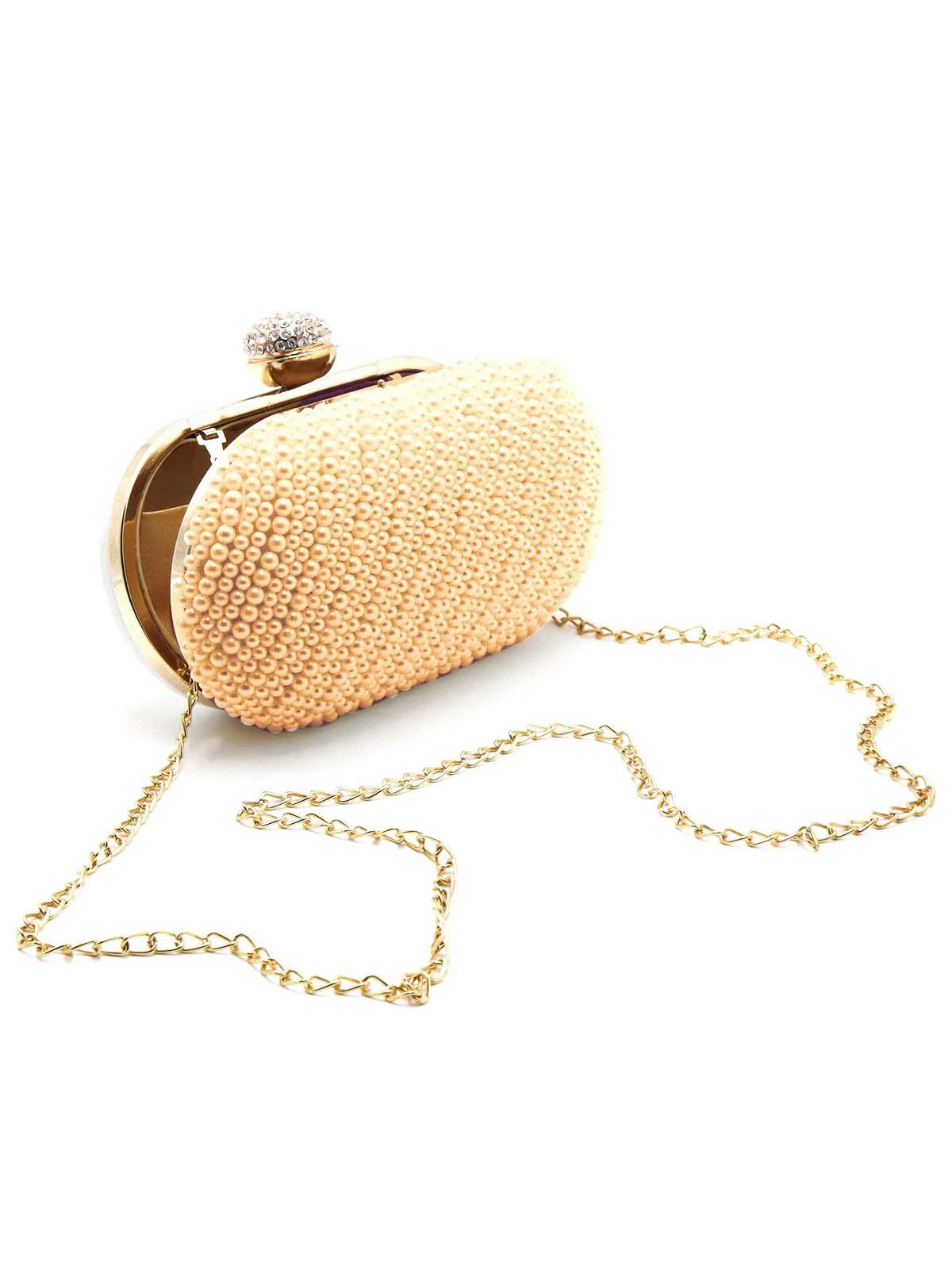 Odette Women Peach Pearly Clutch - Image 4