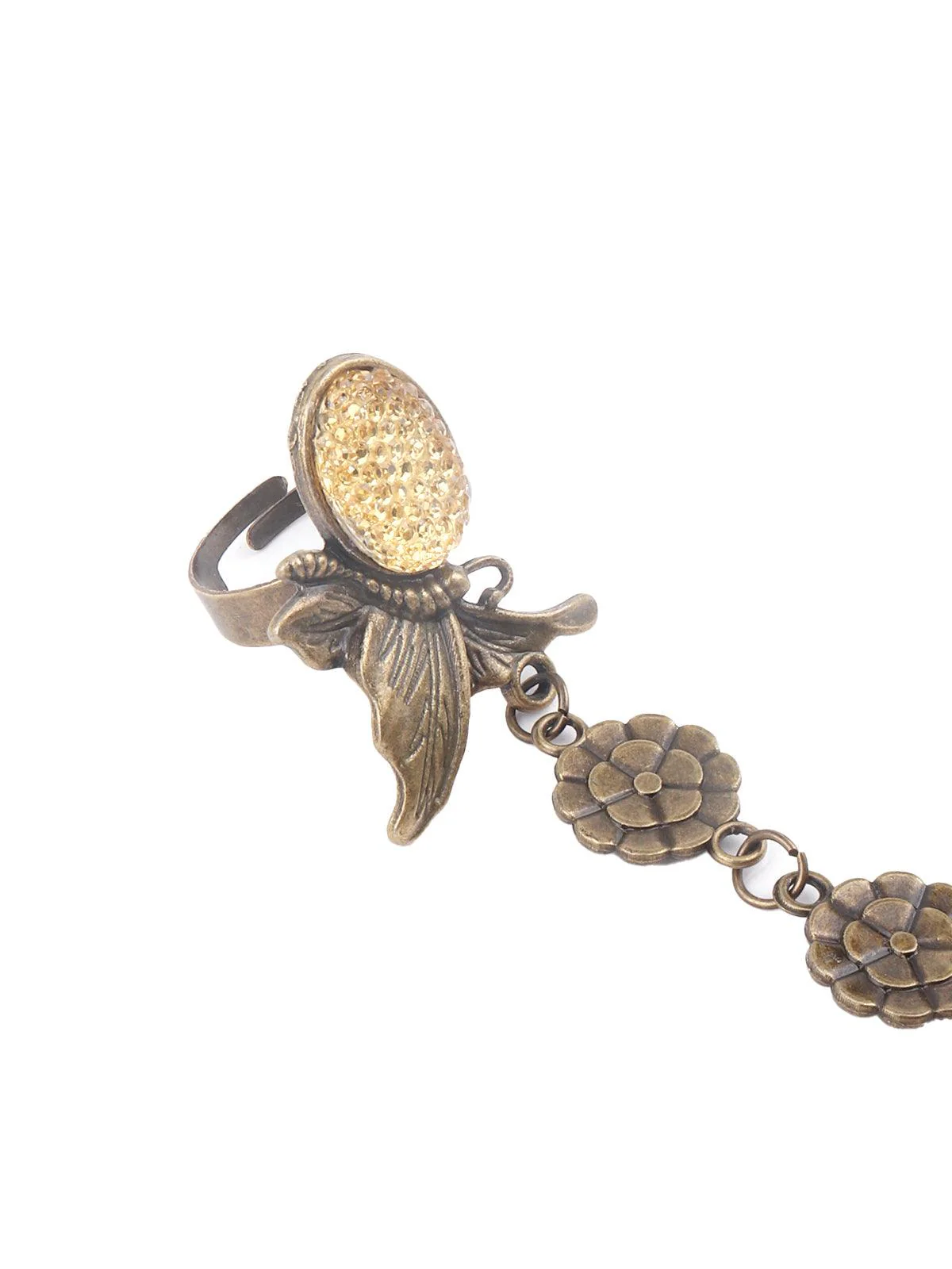 Odette Peach Plated Floral Bracelet Ring For Women - Image 5