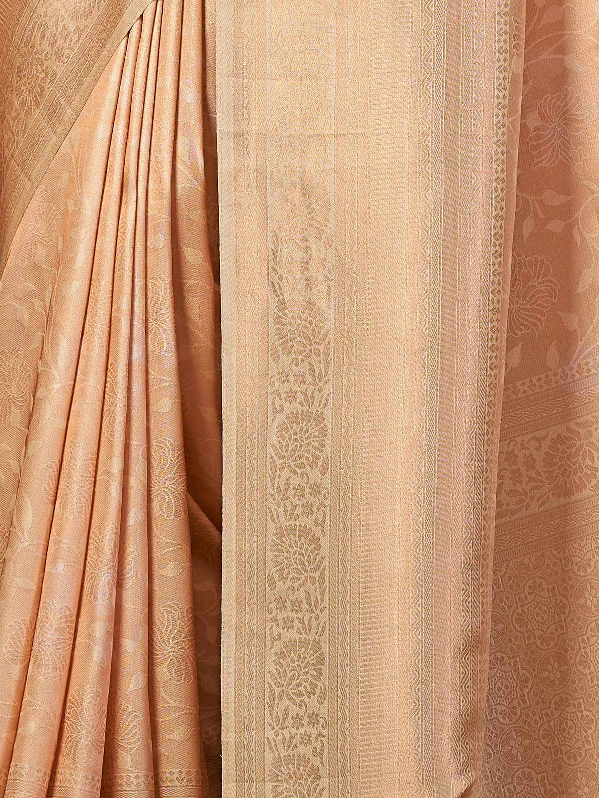 Odette Women Peach Silk Blend Woven Saree With Unstitched Blouse - Image 4