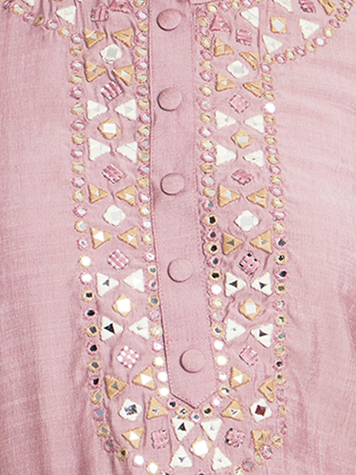Odette Women Peach Viscose Embroidered Stitched Kurta Set - Image 6