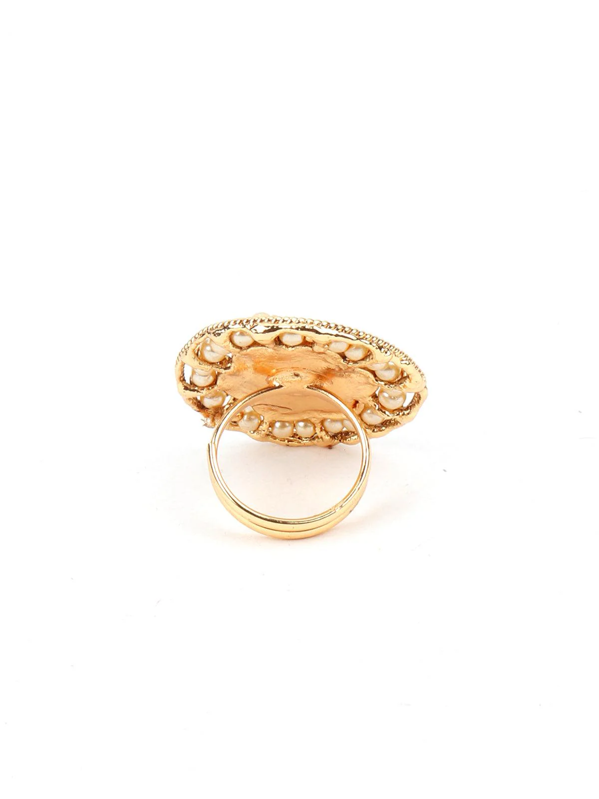 Odette Women Pearl Kundan Adjustable Finger Ring - Image 5