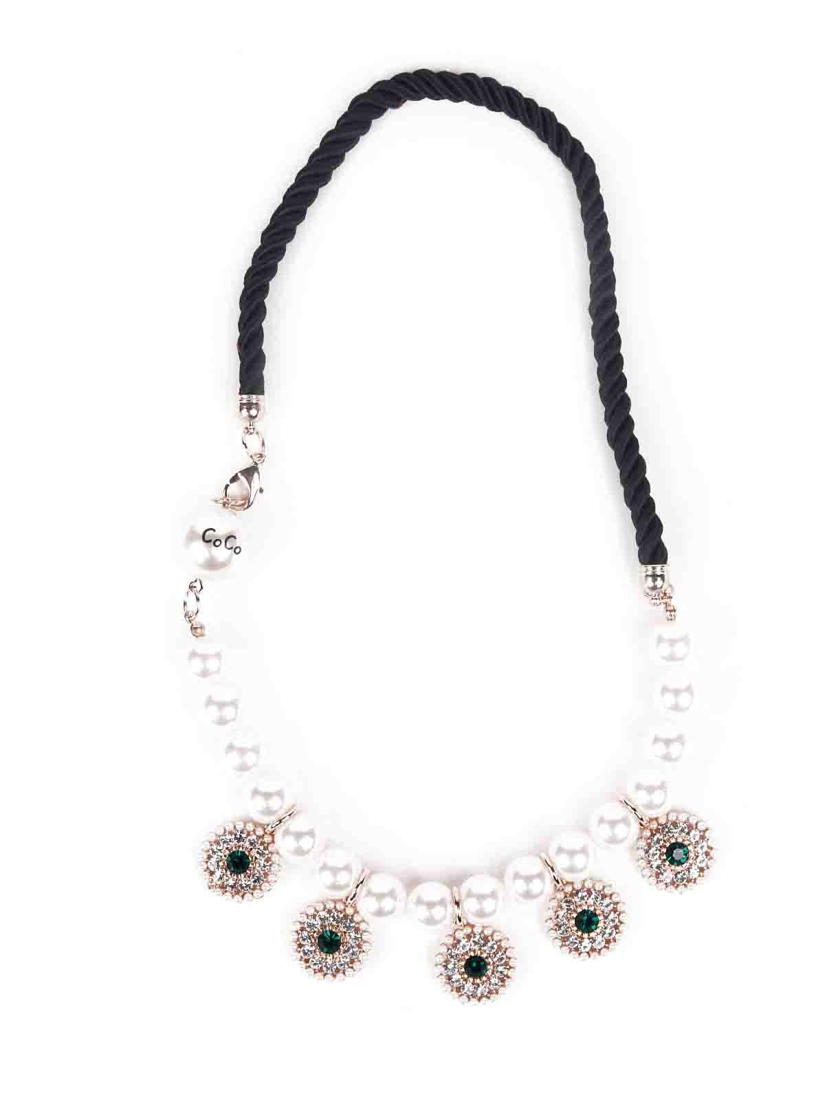 Odette Women White Metal Floral Arrangement Necklace - Image 3