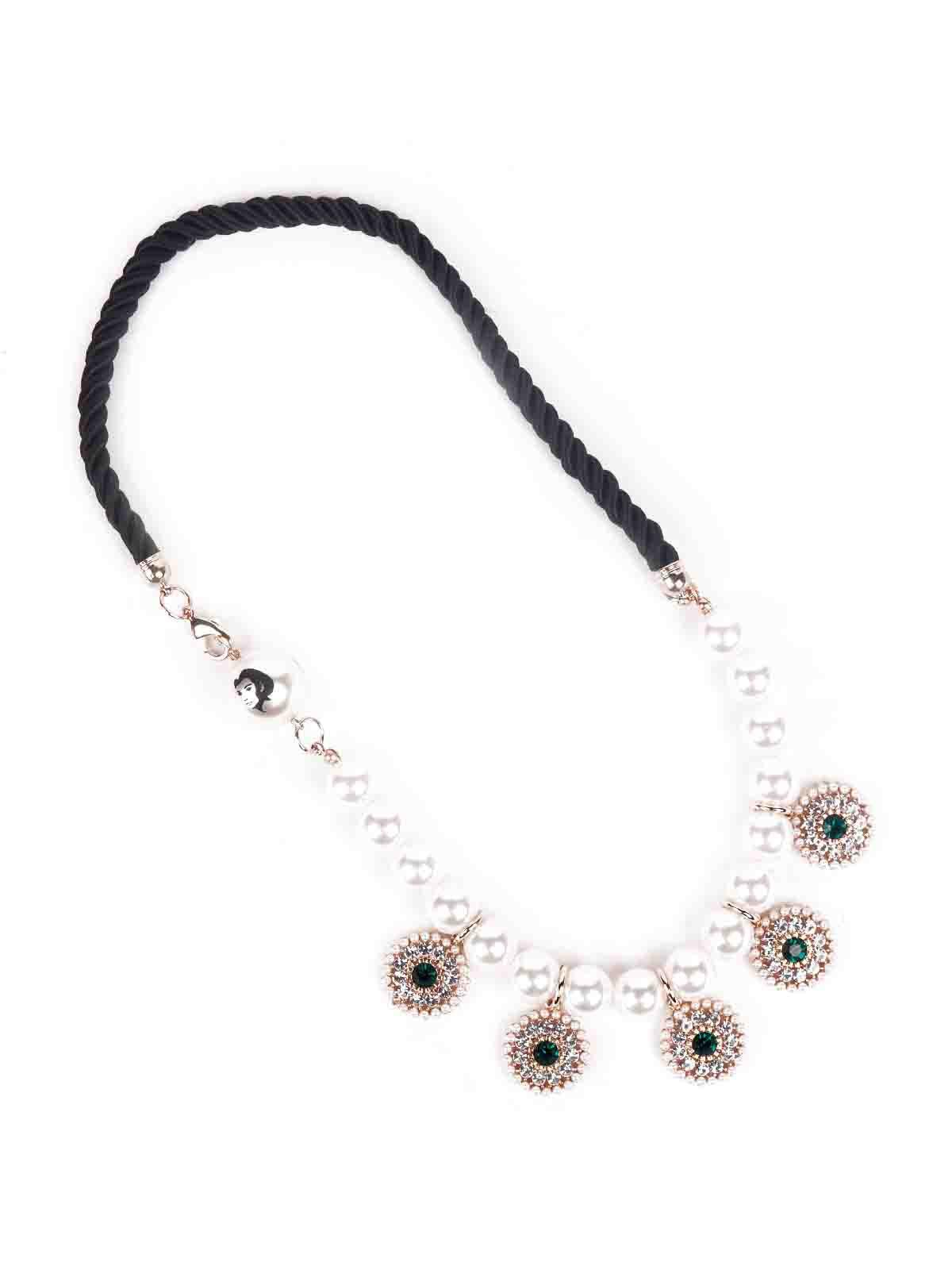 Odette Women White Metal Floral Arrangement Necklace - Image 4