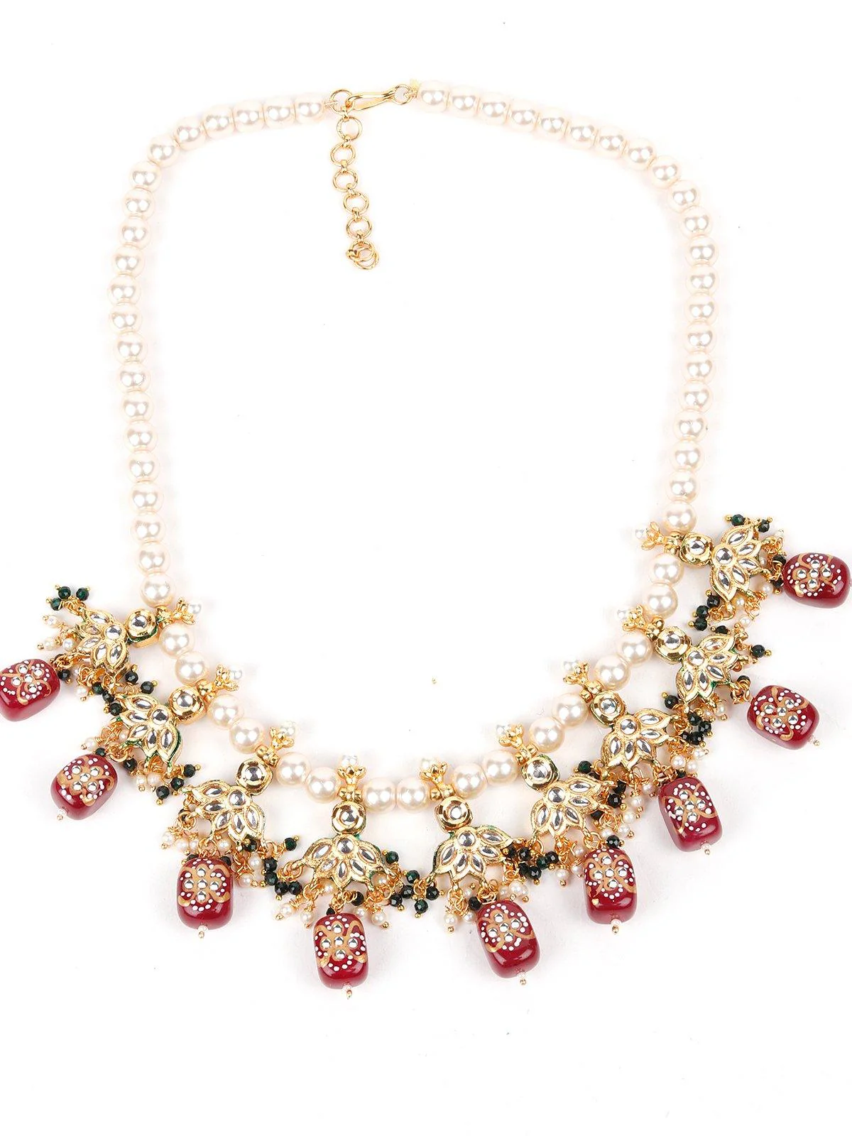 Odette Women Pearl Necklace With Kundan Work Finish - Image 8