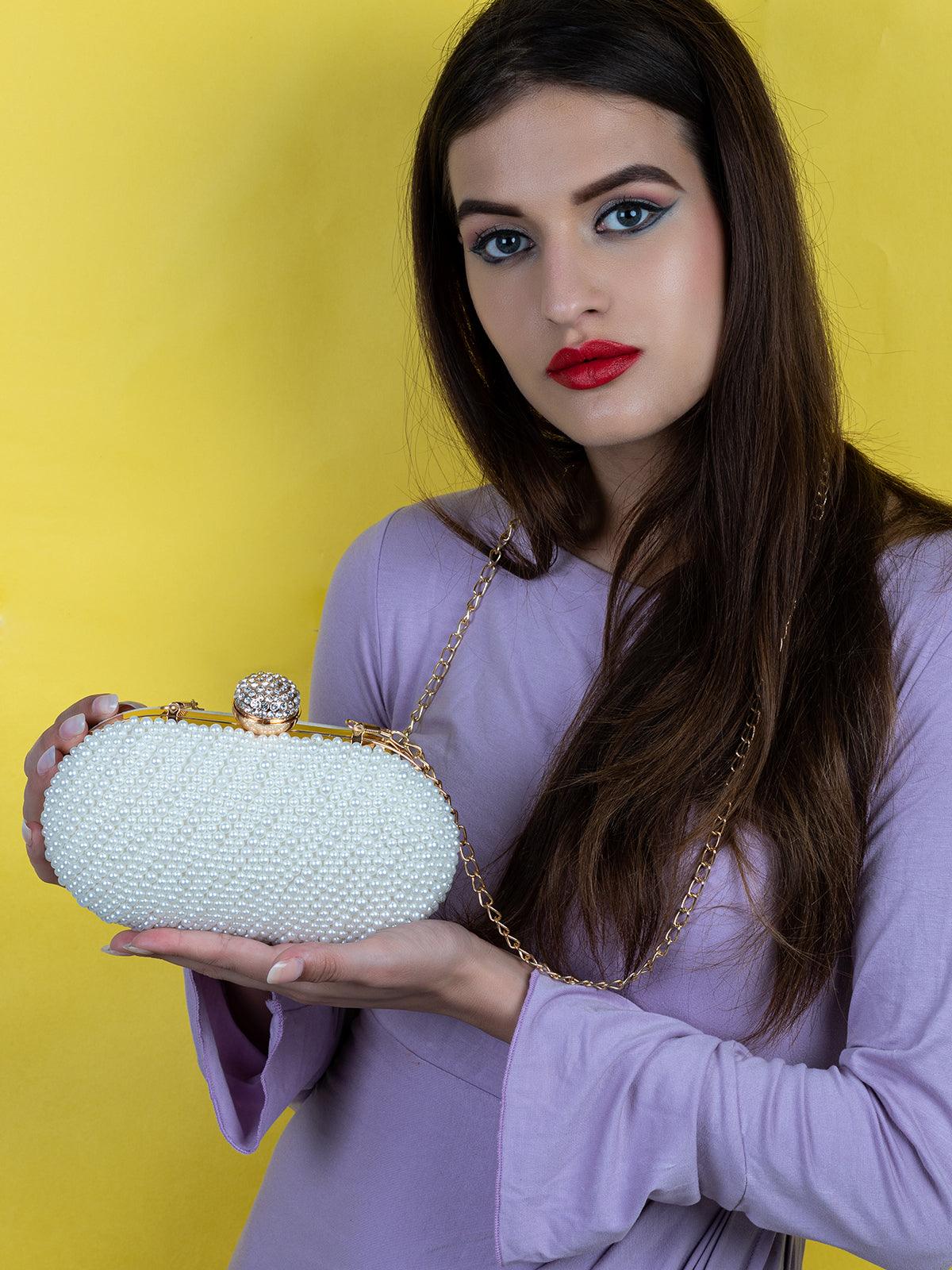 Odette Women Pearly Clutch - Image 2