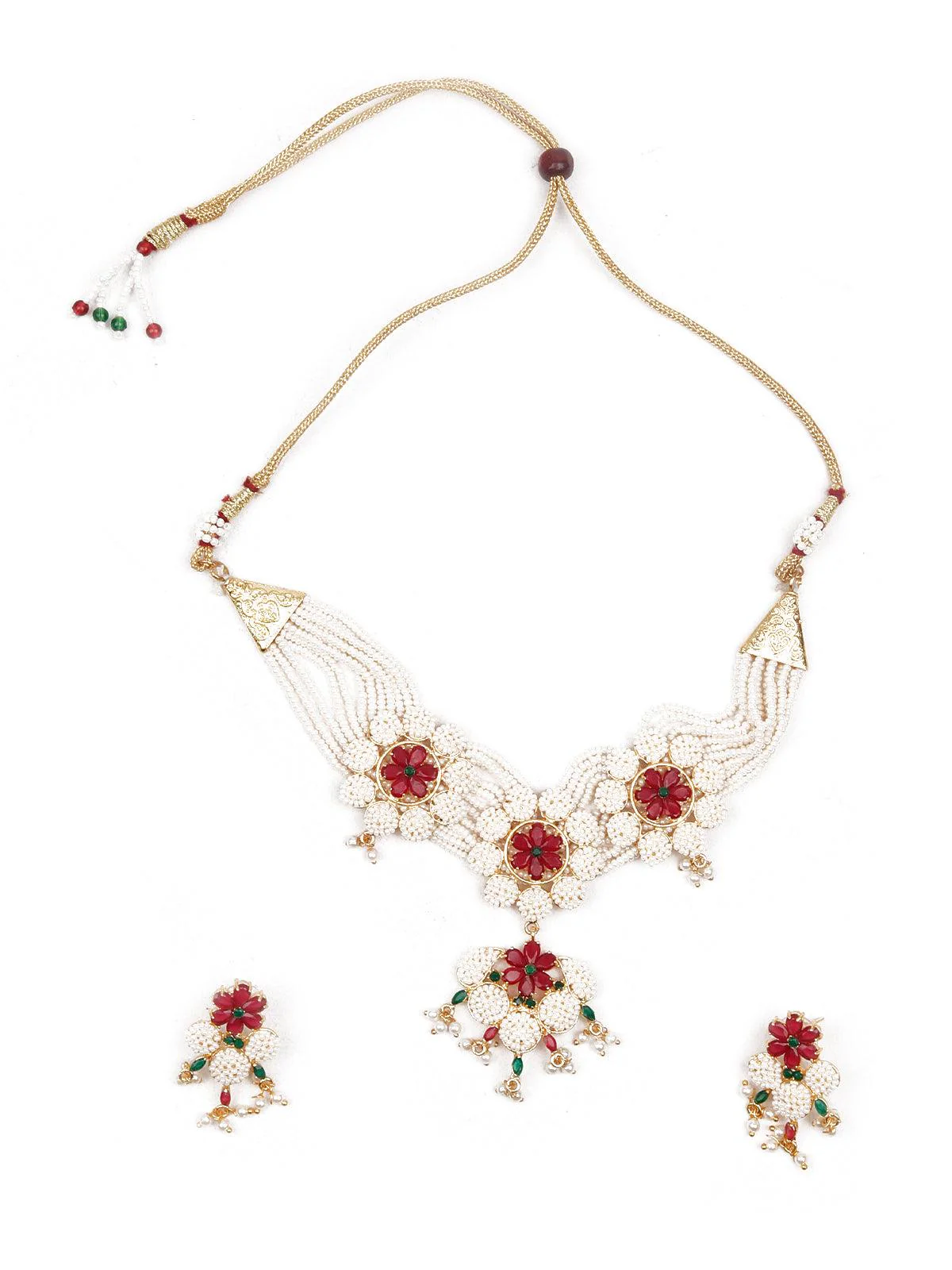 Odette Women Pearly Flowers Necklace Set - Image 3