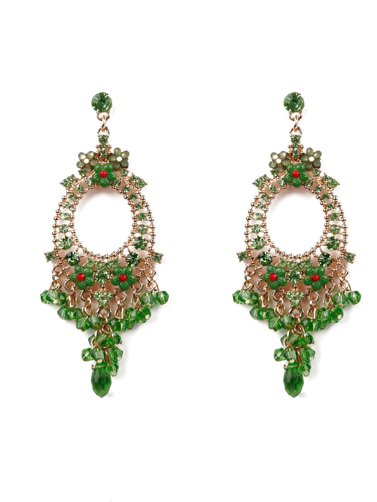 Odette Women Green Metal Earrings - Image 3