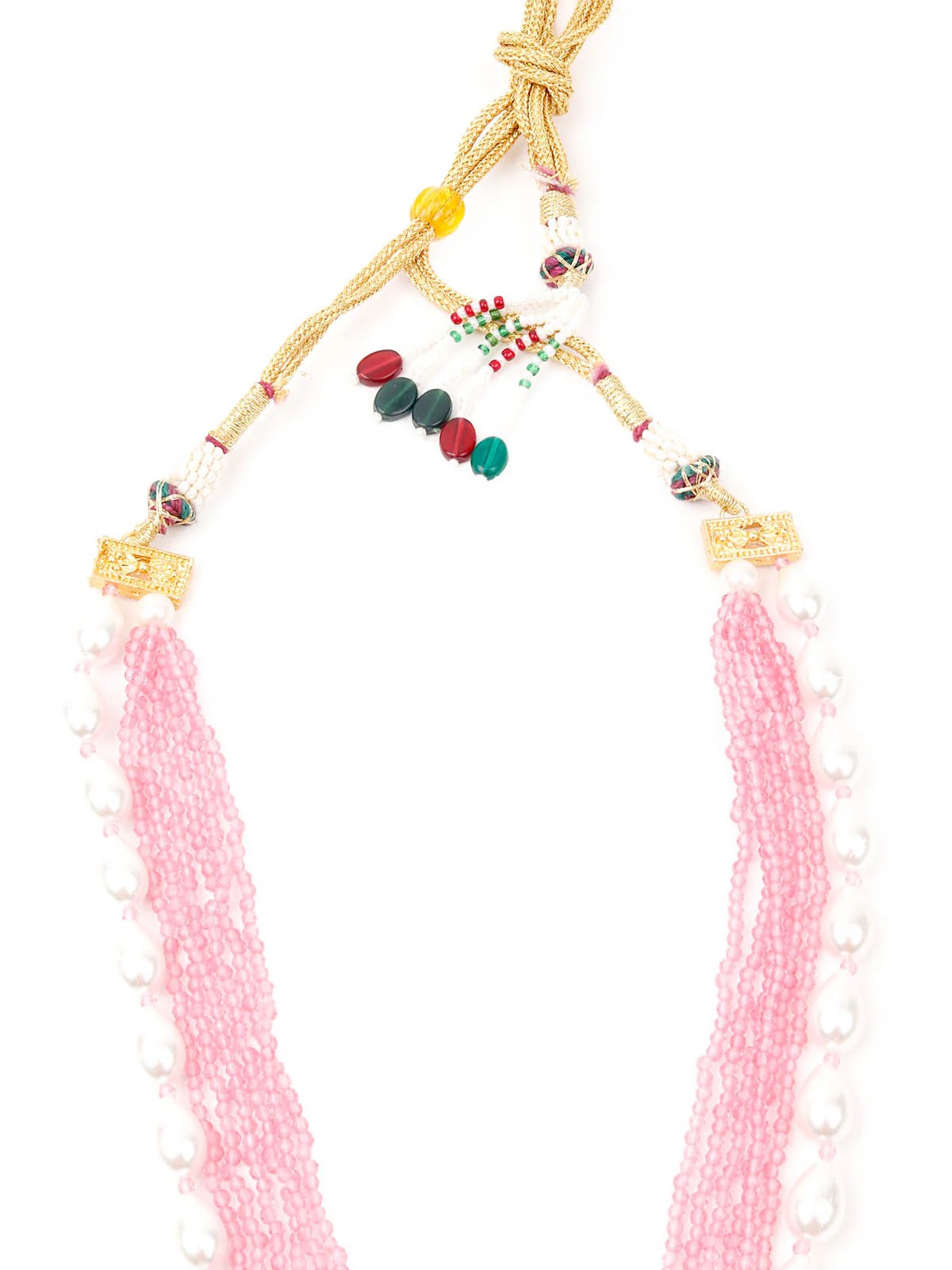 Odette Women Pink And Gold Long Necklace Set - Image 5