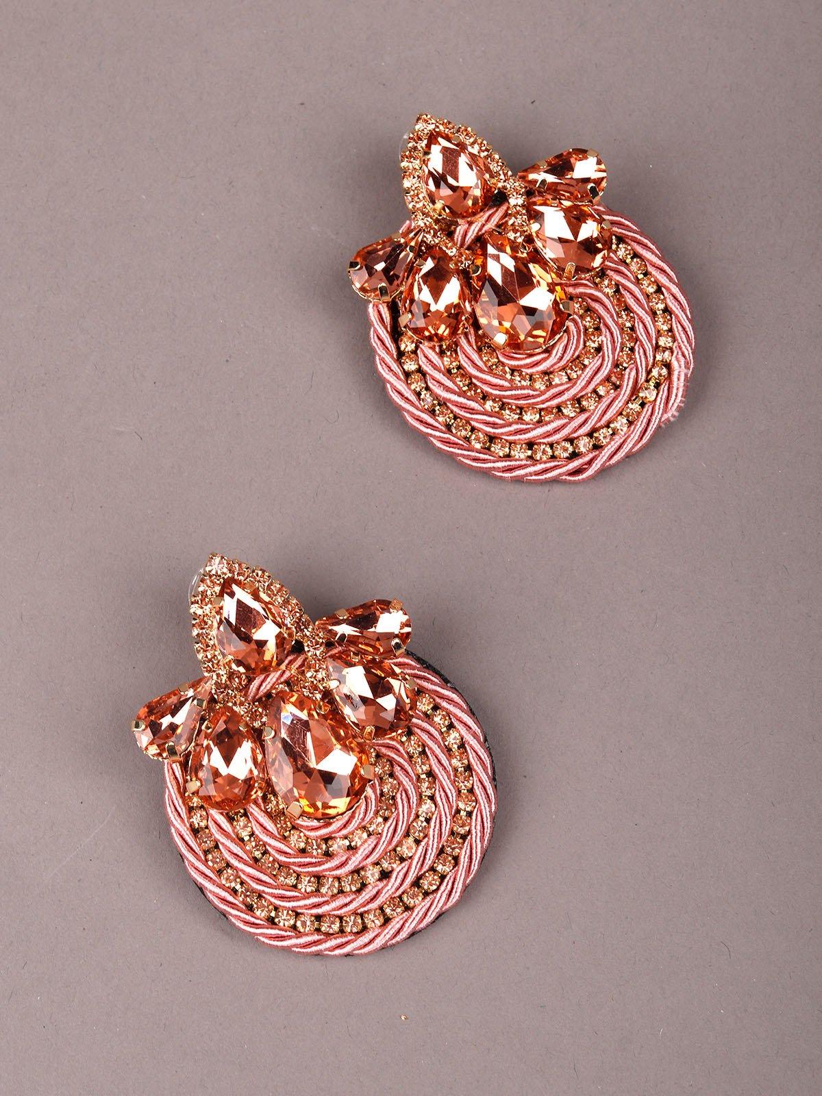 Odette Women Pink And Gold Metal Earrings - Image 5