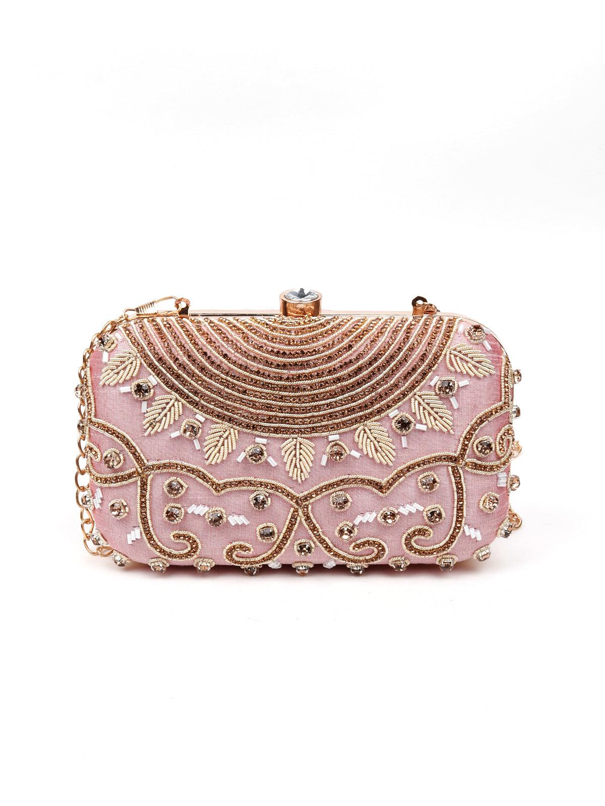 Odette Women Pink And Gold Clutch - Image 3