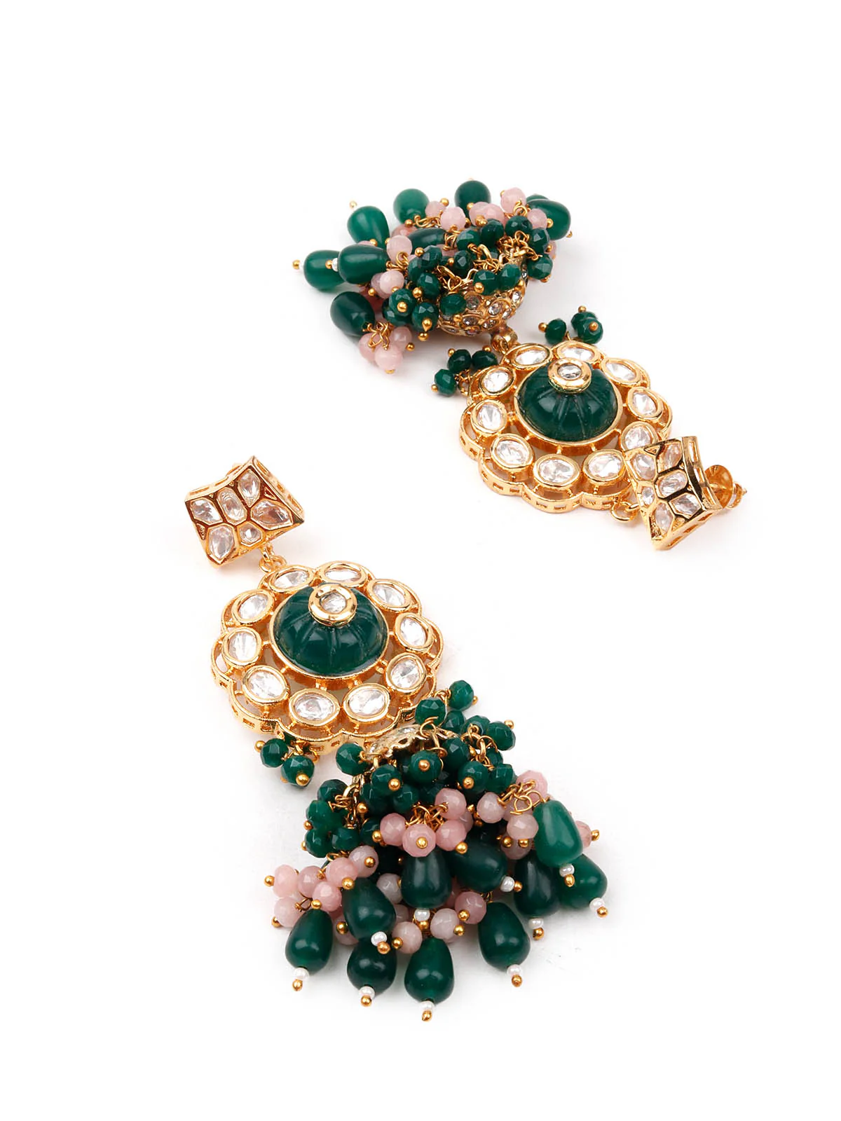 Odette Women Pink And Green Long Necklace Set - Image 6