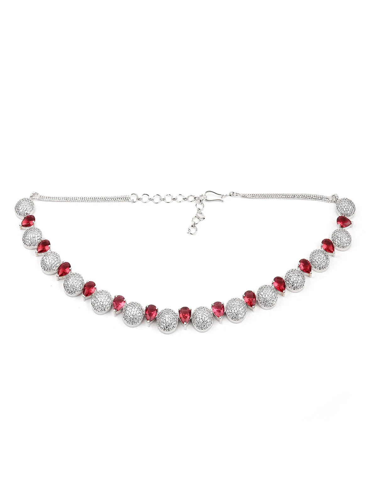 Odette Women Pink And White Choker Necklace Set - Image 4