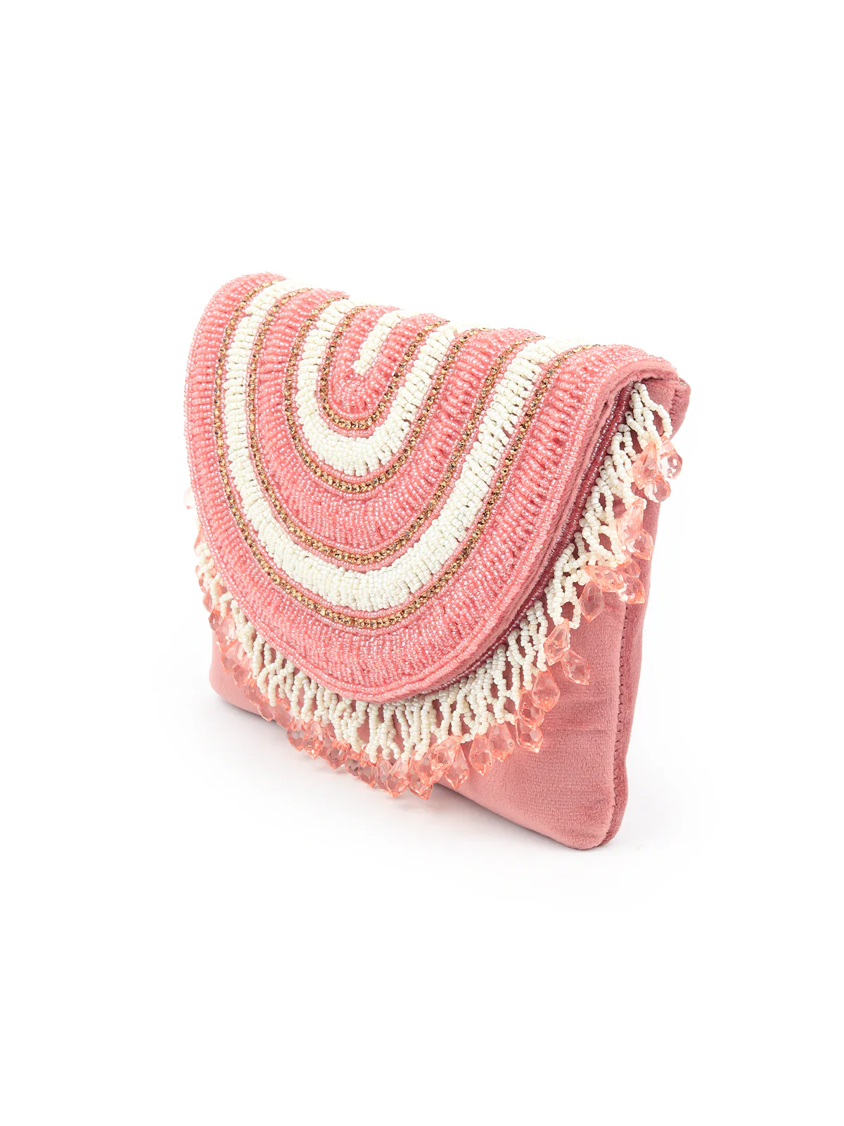 Odette Women Pink And White Embroidered Clutch - Image 4