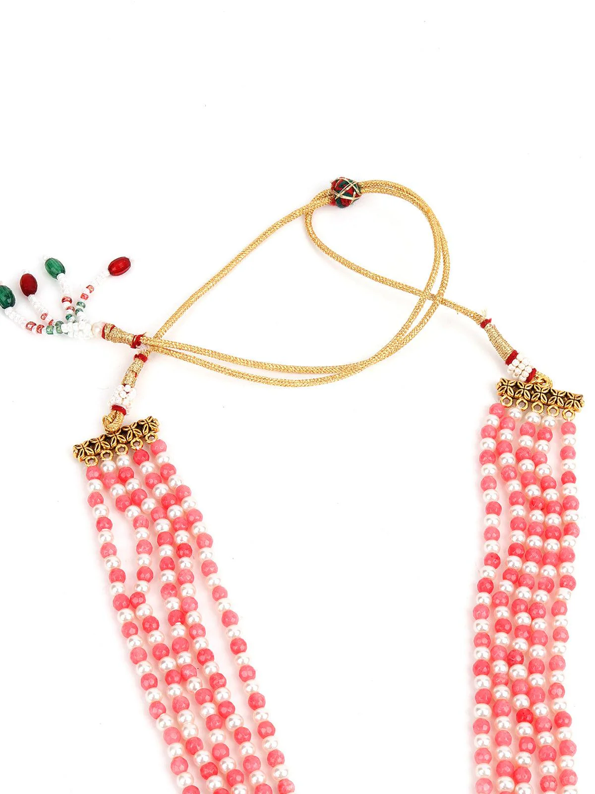 Odette Women Pink And White Multi Layered Kundan Necklace - Image 6