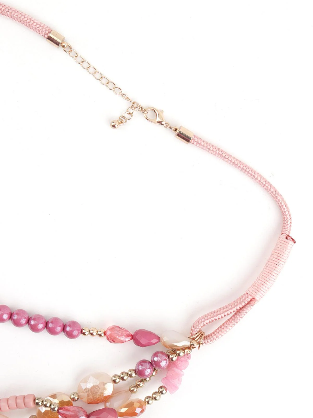 Odette Women Pink Beaded Layered Necklace - Image 4
