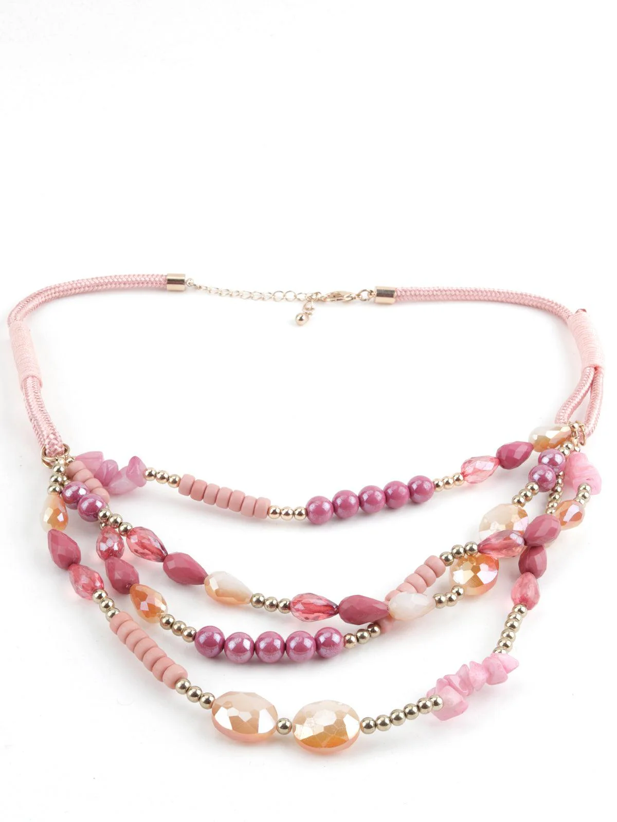 Odette Women Pink Beaded Layered Necklace - Image 6