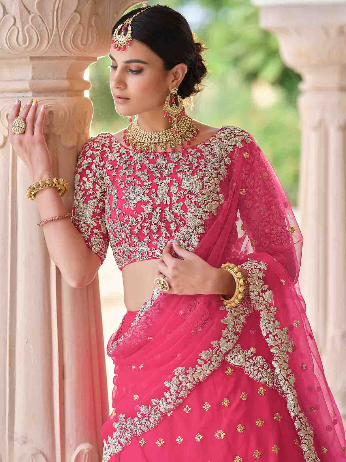 Odette Women Pink Classy  Semi Stitched Lehenga With  Unstitched Blouse - Image 2
