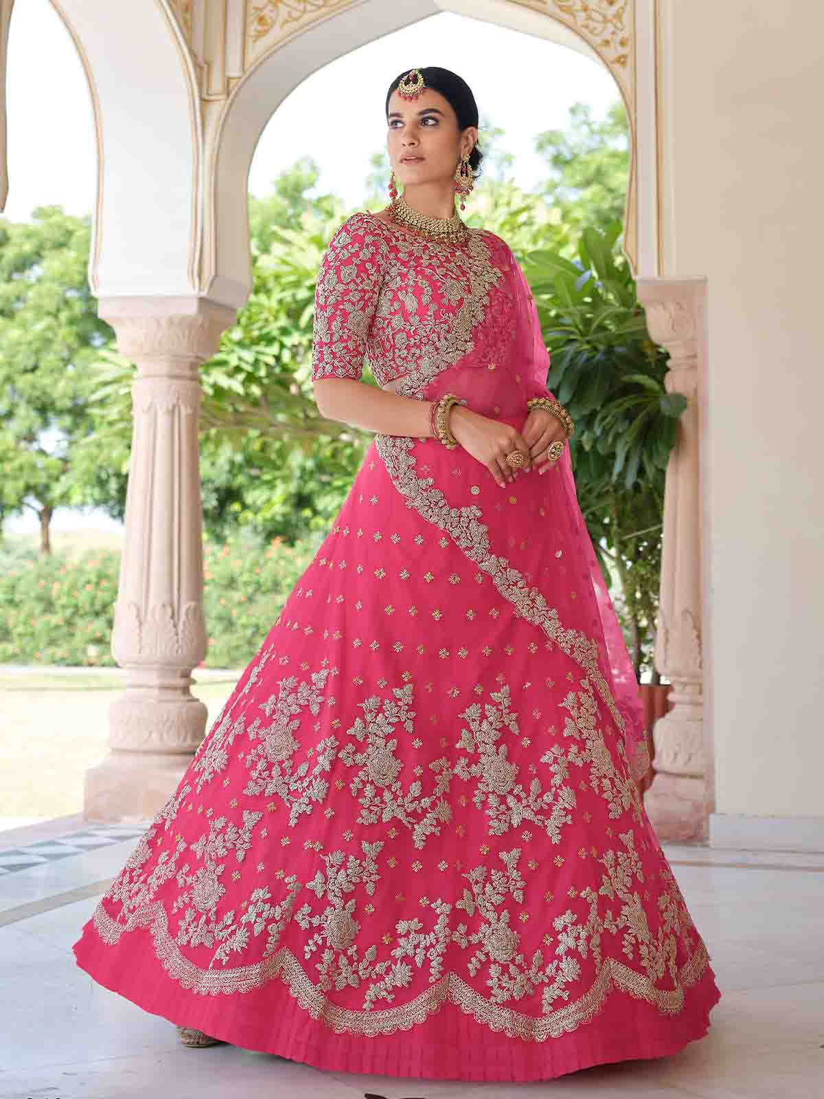 Odette Women Pink Classy  Semi Stitched Lehenga With  Unstitched Blouse - Image 4