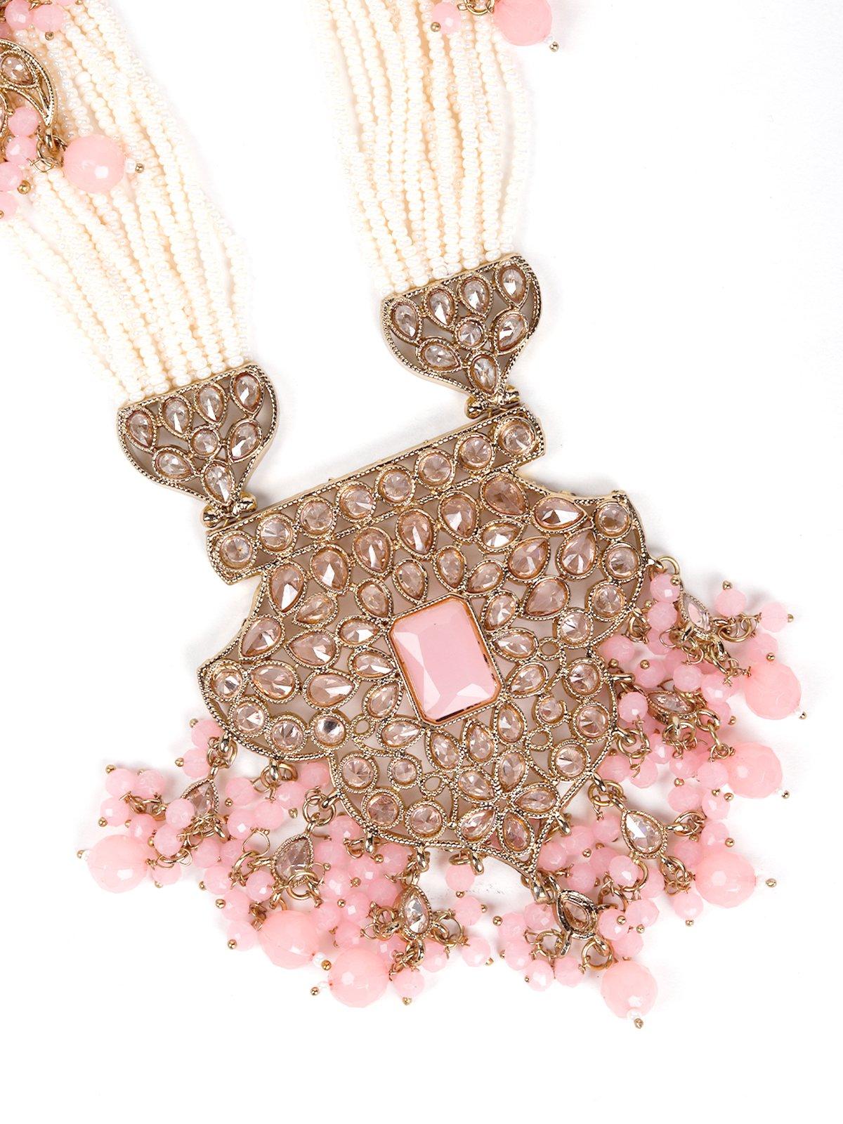 Odette Women Pink Metal Jewellery Set - Image 7