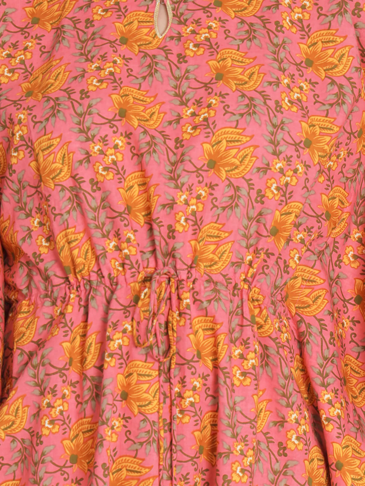 Odette Women Pink Cotton Floral Printed Stitched Kurta Set - Image 6