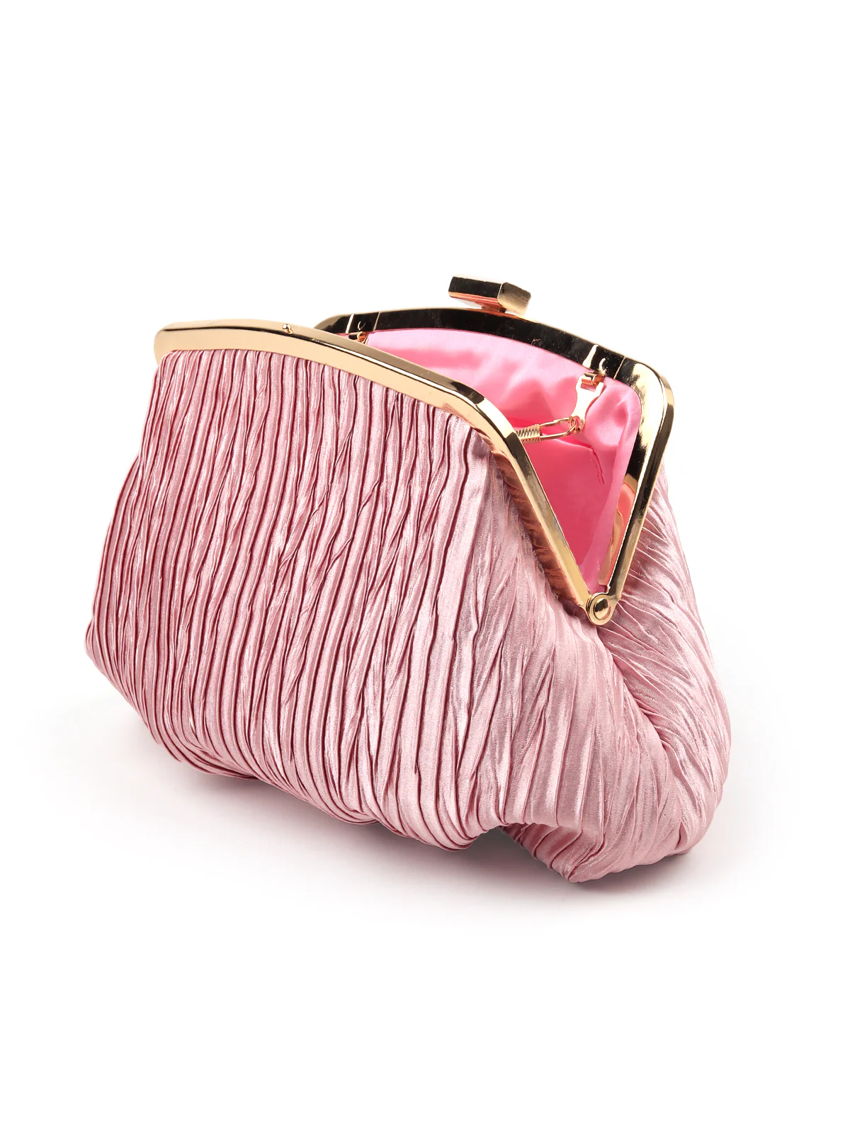 Odette Women Pink Crushed Silk Clutch Bag - Image 5