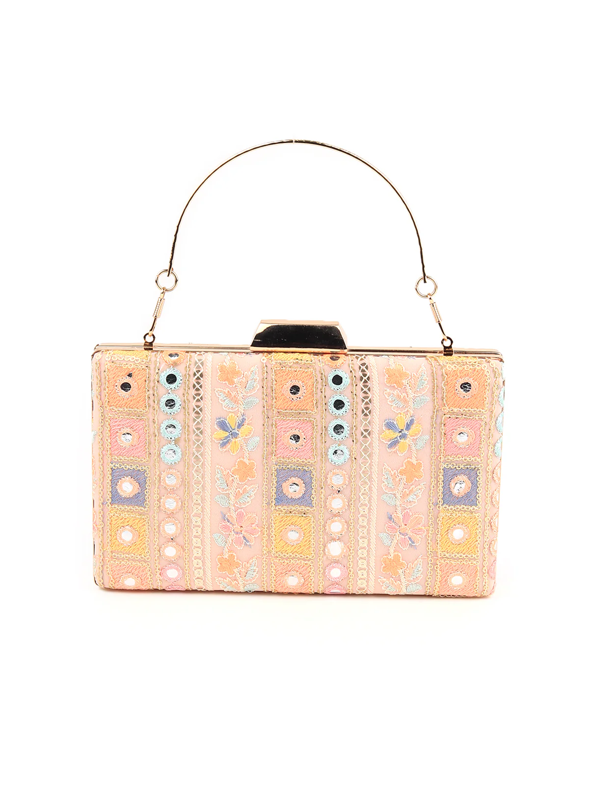 Odette Women Pink Embroidered Party Clutch - Image 3