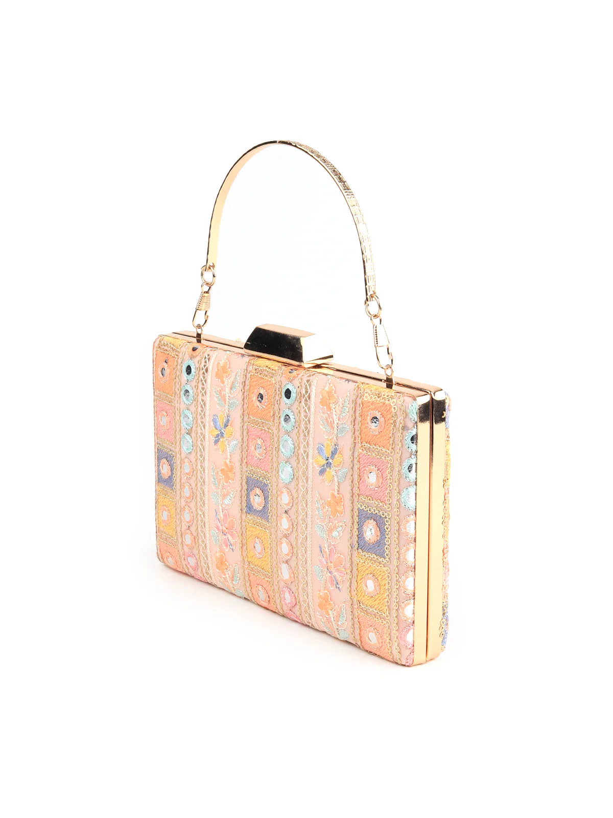 Odette Women Pink Embroidered Party Clutch - Image 4