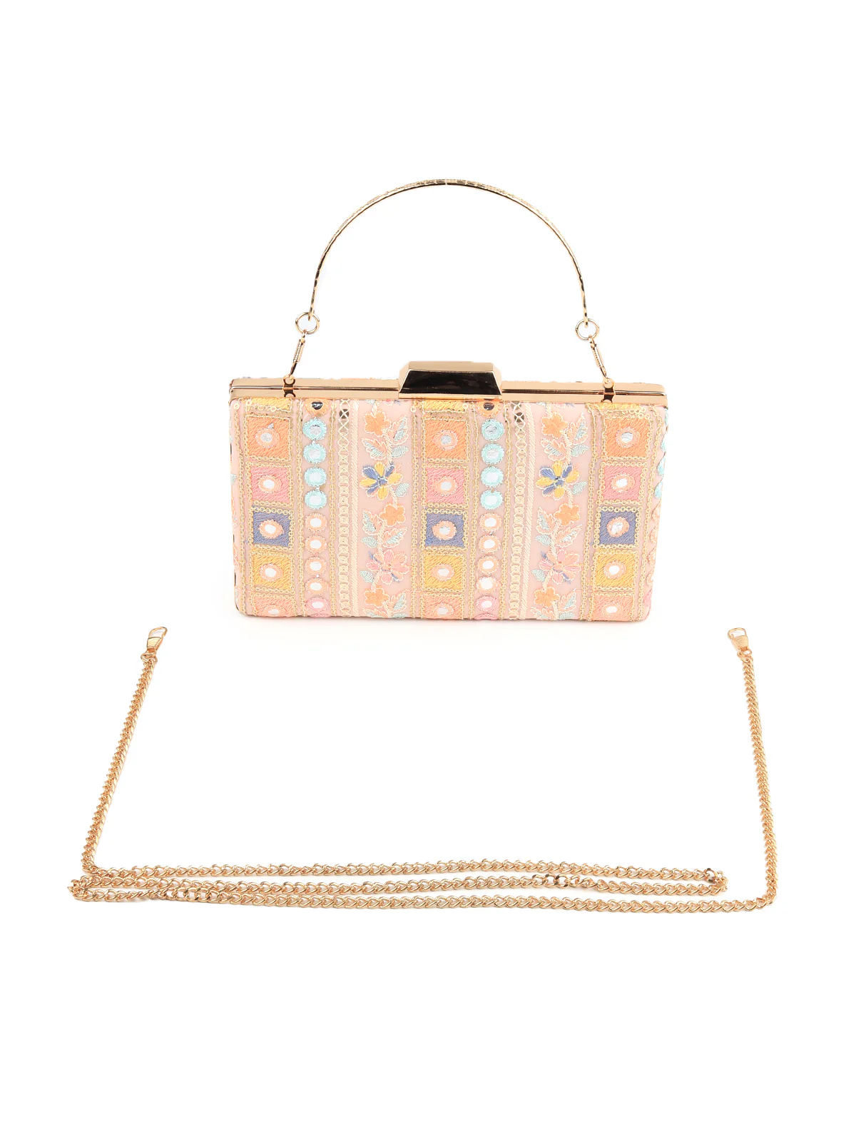 Odette Women Pink Embroidered Party Clutch - Image 7