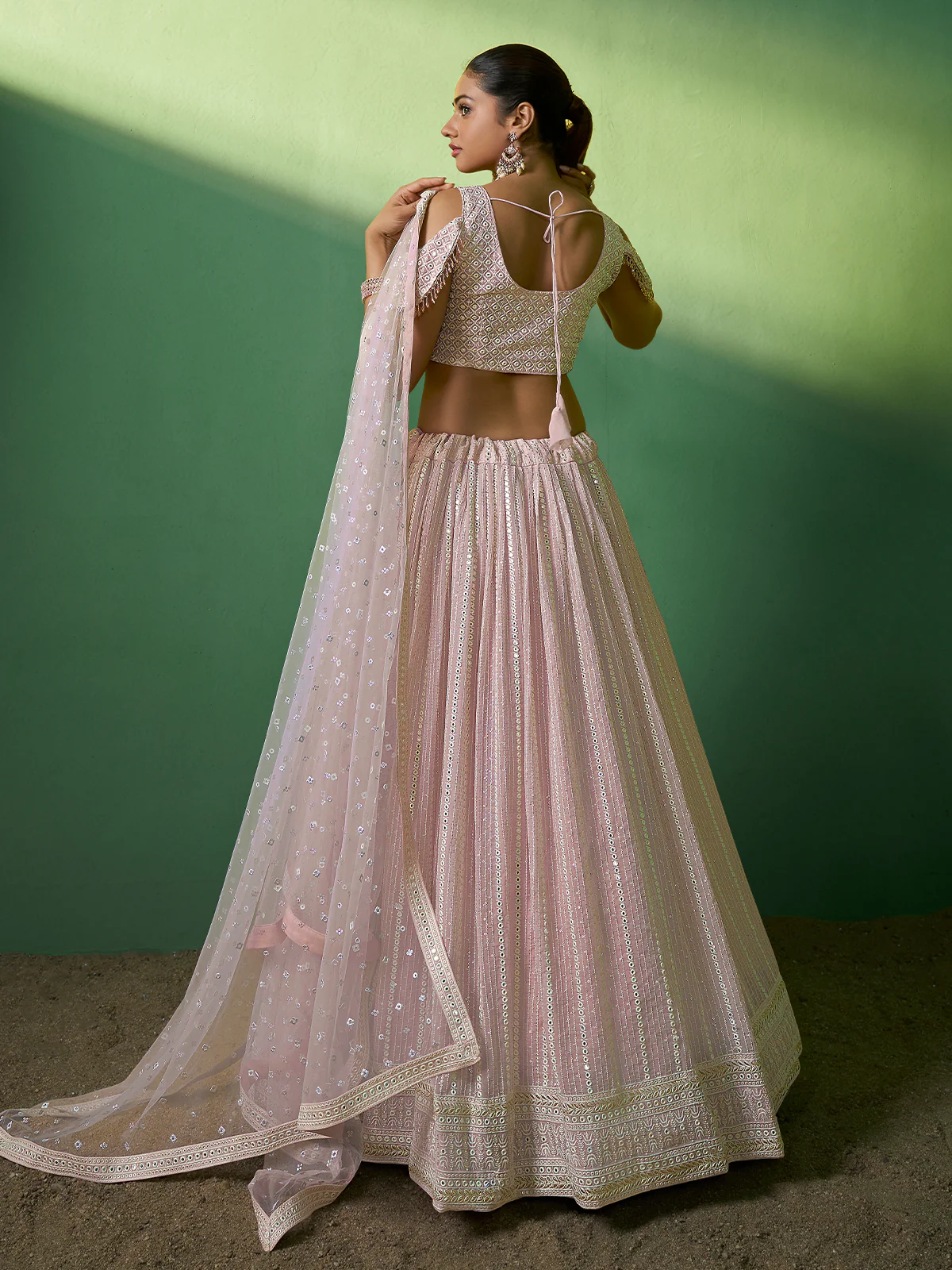 Odette Women Embroidered Semi Stitched Lehenga With Unstitched Blouse - Image 4