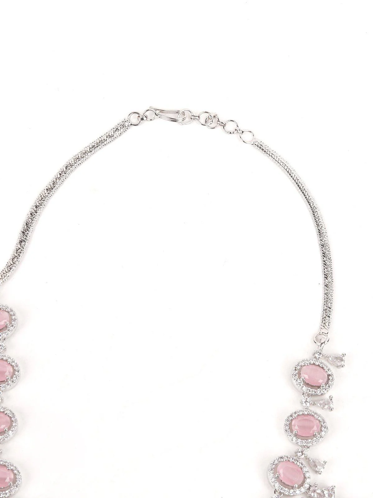 Odette Women Pink Faux Diamond Princess Necklace Set - Image 5