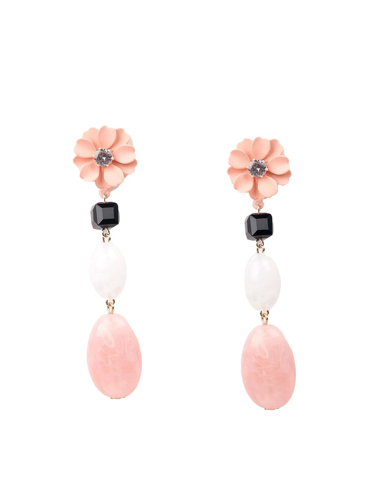 Odette Women Pink Metal Earrings - Image 3