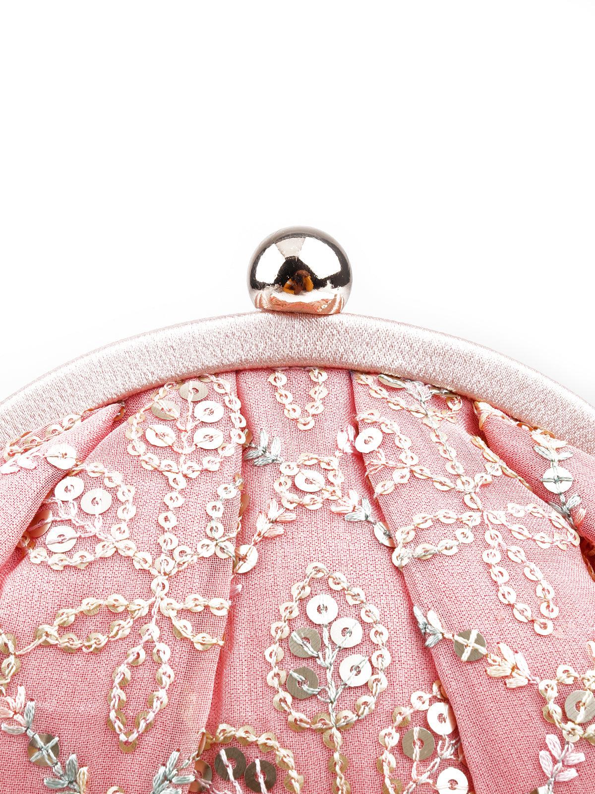 Odette Pink Floral Sophisticated Clutch For Women - Image 6