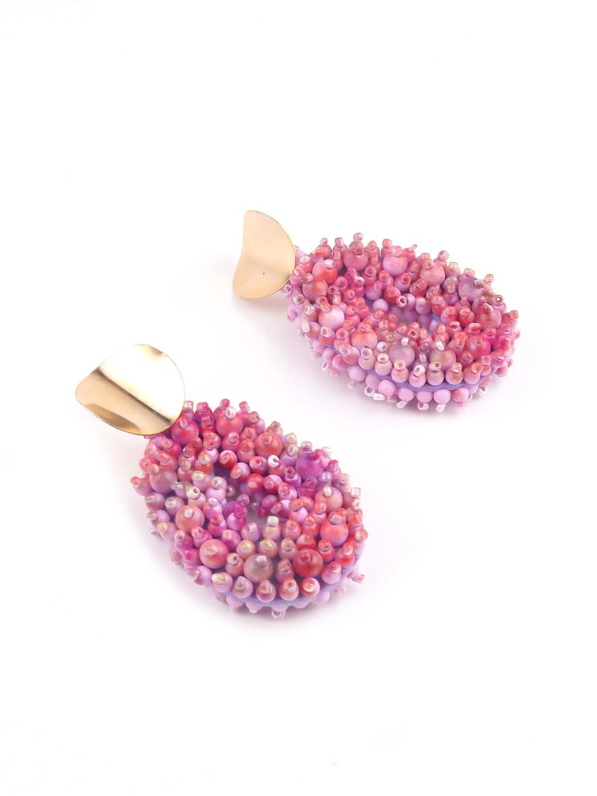 Odette Women Pink Gorgeous Beaded Earrings - Image 5