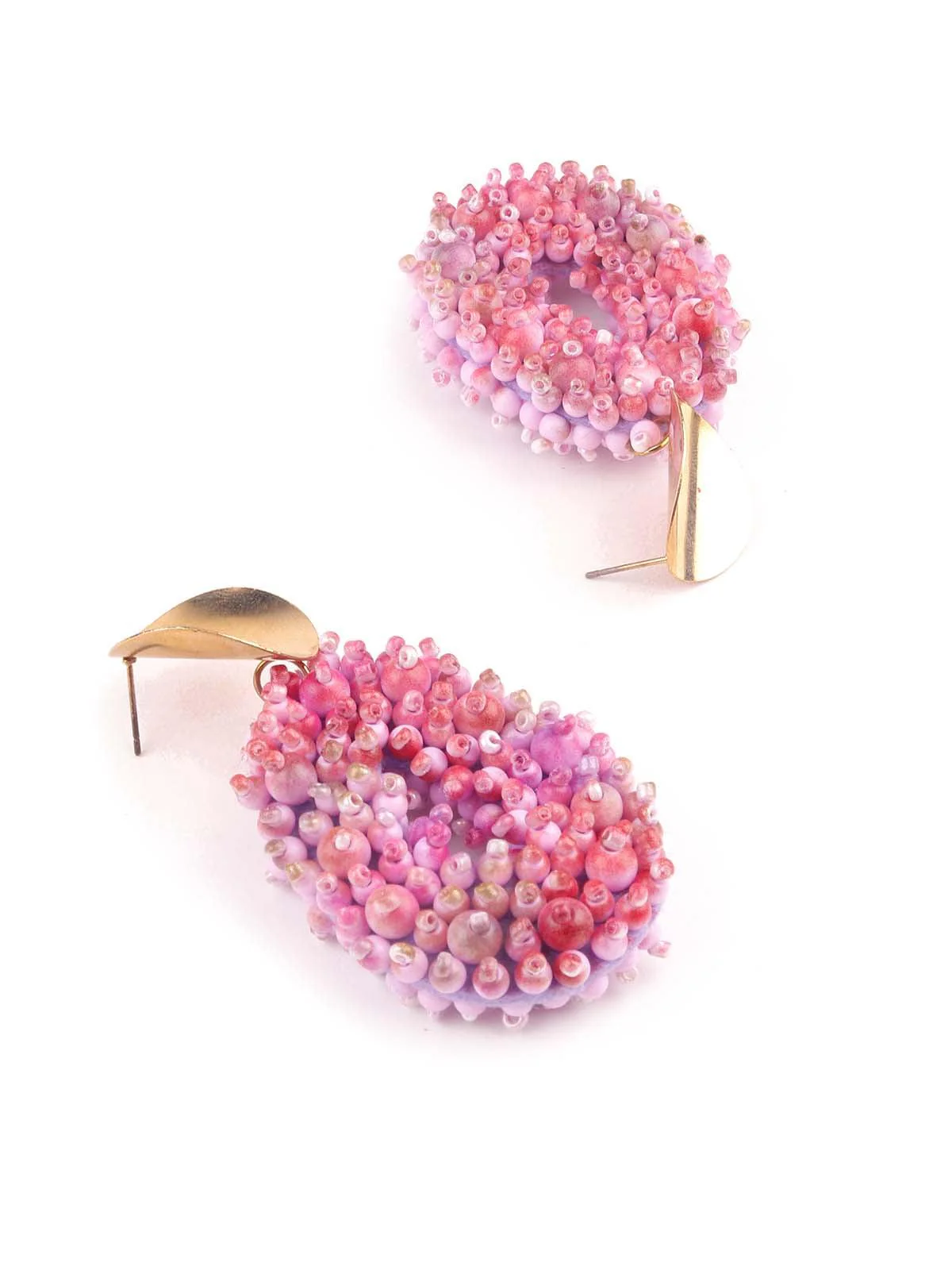 Odette Women Pink Gorgeous Beaded Earrings - Image 6
