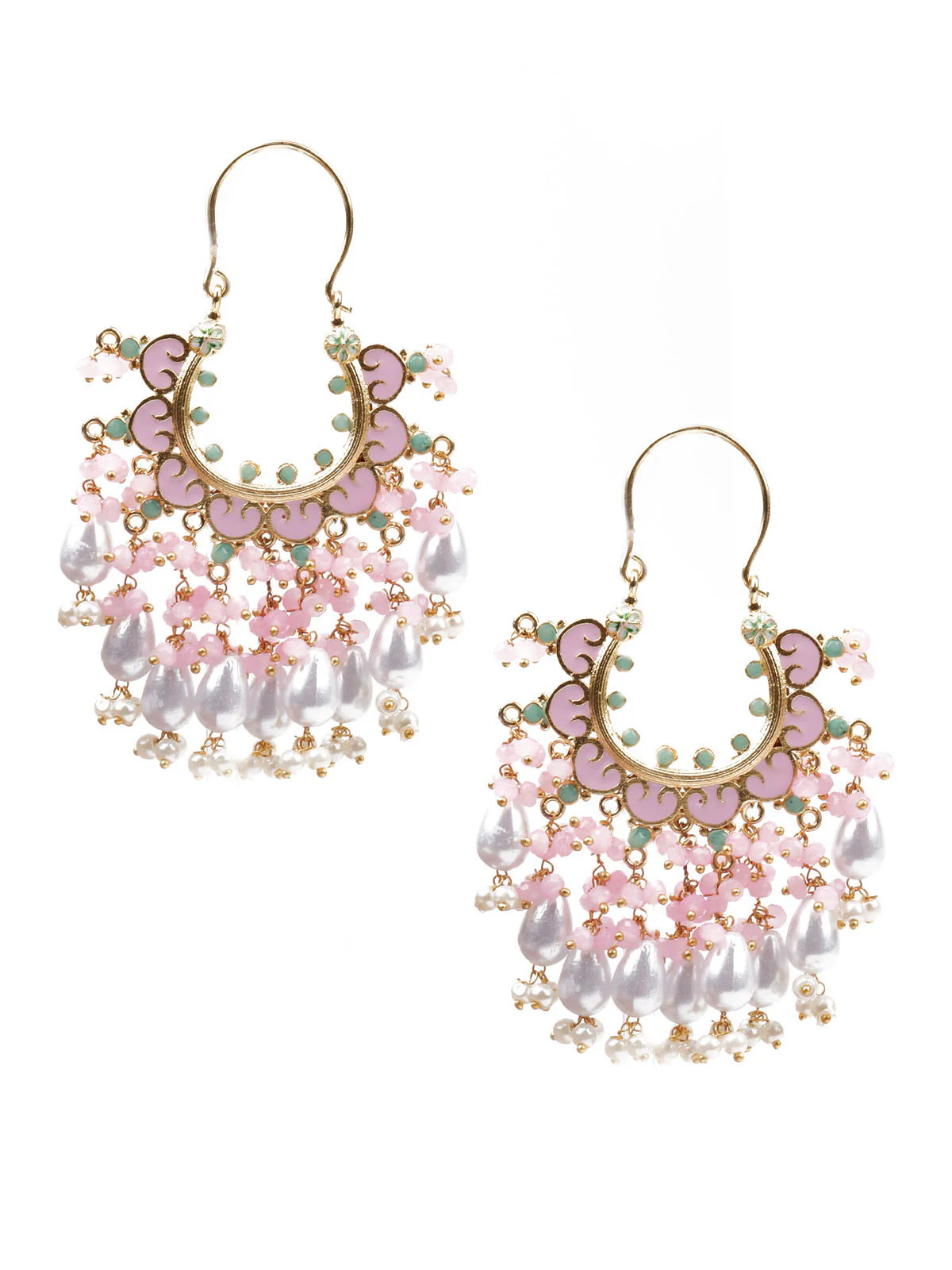 Odette Women Pink Hoop Style Earrings - Image 3