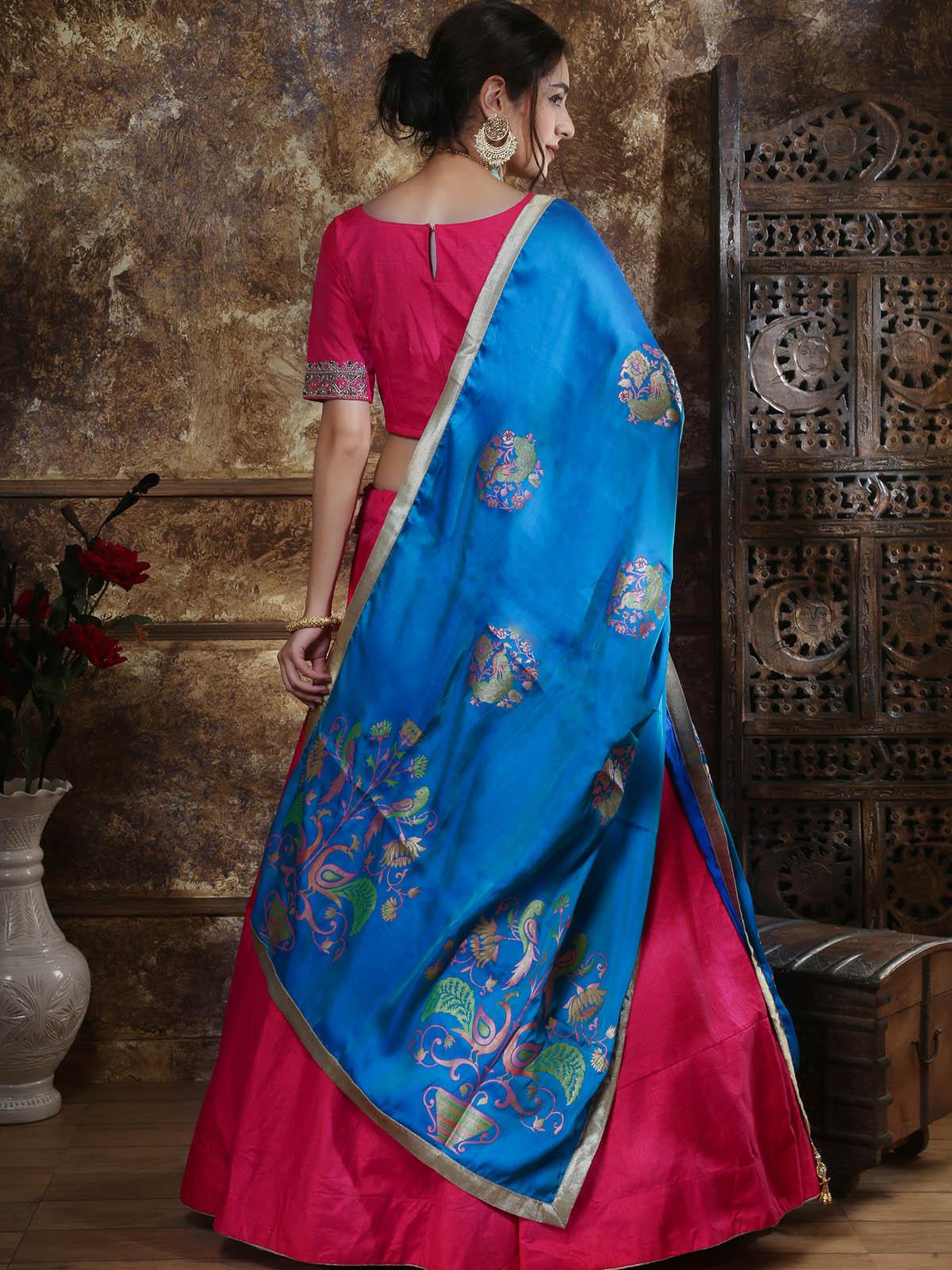 Odette Women Pink Mastani Silk Semi Stitched Lehenga With  Unstitched Blouse Set - Image 2