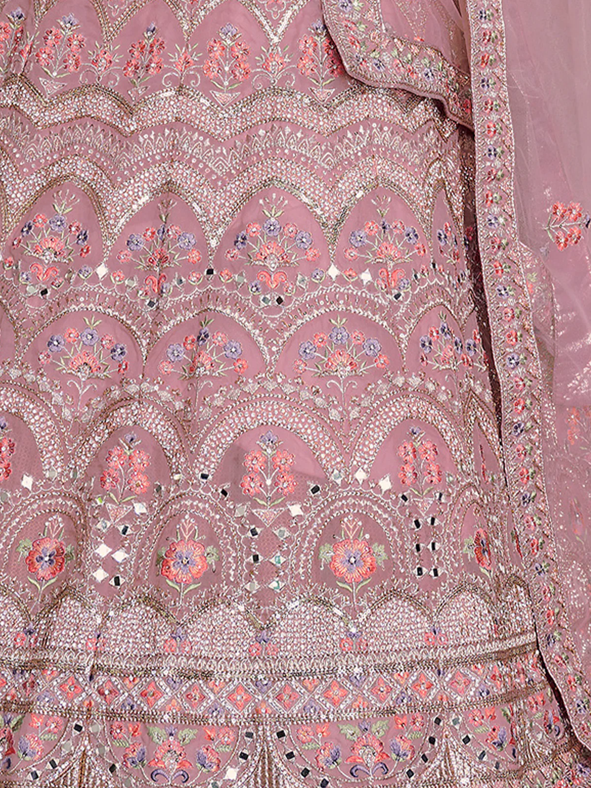 Odette Women Pink Embroidered Organza Semi Stitched Lehenga With Unstitched Blouse - Image 3