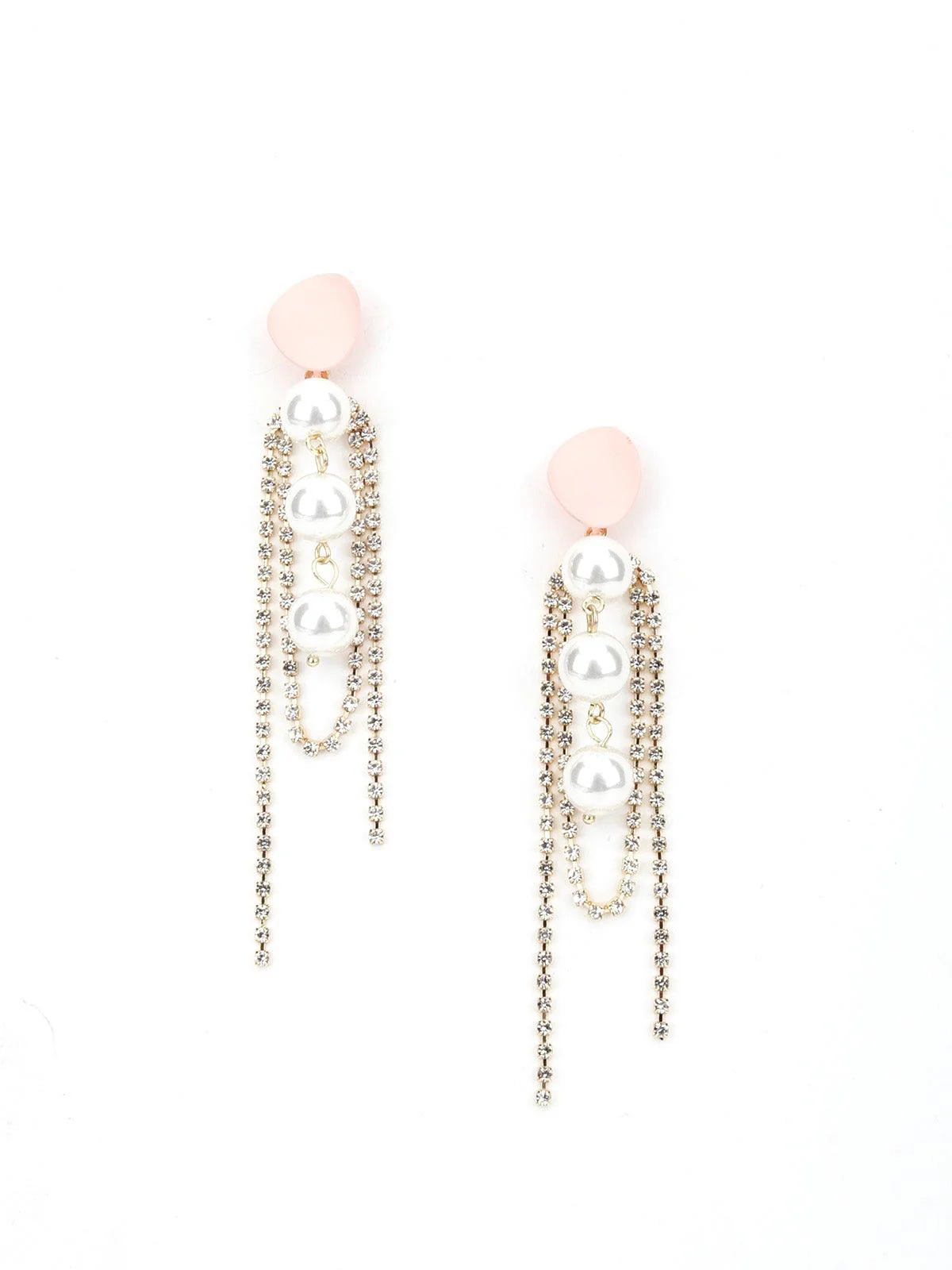 Odette Women Pink Modish Dangle Earrings - Image 3